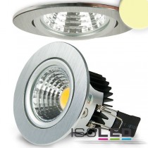 LED spot för inbyggnad, aluminium borstat, 8W COB, rund, varmvit