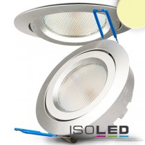 LED spot för inbyggnad silver, 8W SMD, 140°, rund, varmvit, dimbar