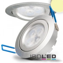 LED spot för inbyggnad, silver, 8W, 72°, rund, varmvit, dimbar