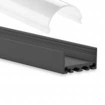 PN4 Minkar C4 Svart Eloxerad Aluminium Profil f. LED Stripes 2m + Täckglas/plast Opal