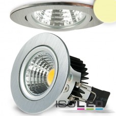 LED spot för inbyggnad, aluminium borstat, 8W COB, rund, varmvit