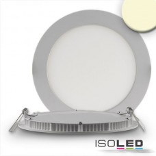 Inbyggd Downlight "Ultra Flach", rund, silver, dimbar, 9 Watt, varmvit